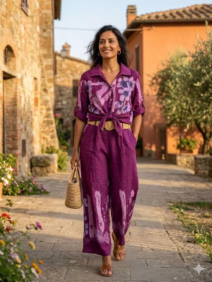 Wholesaler OZ - PRINTED LINEN TROUSERS