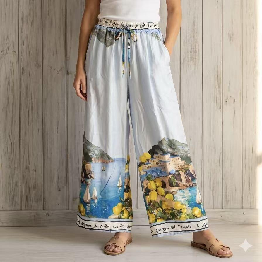 Grossista OZ - PANTALONE IN RASO STAMPATO