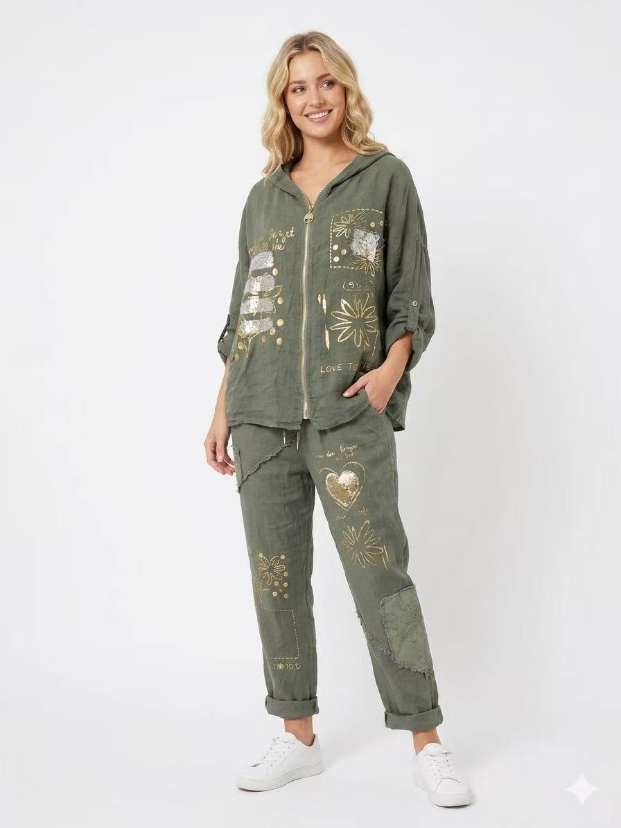Wholesaler OZ - PRINTED LINEN TROUSERS