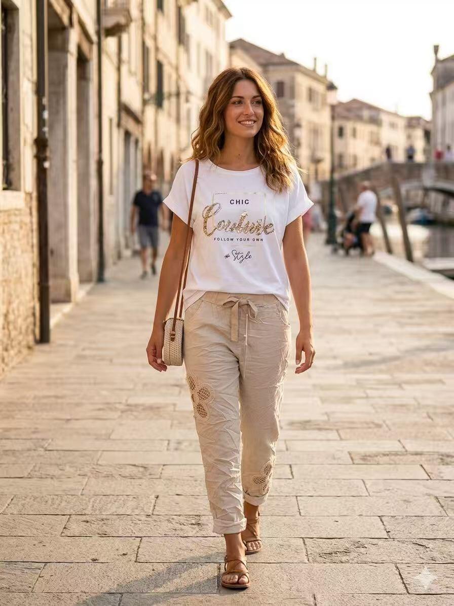 Mayorista OZ - PANTALÓN CON BORDADO FLORAL