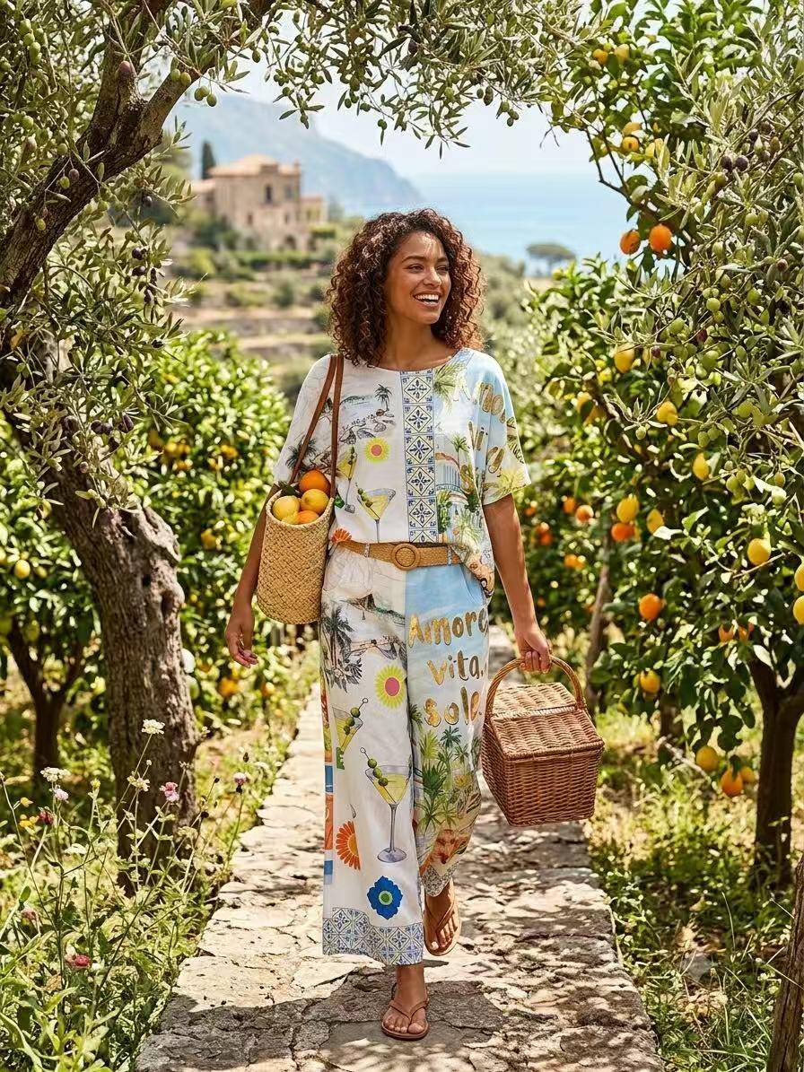 Wholesaler OZ - PRINTED TROUSERS WITH BELT