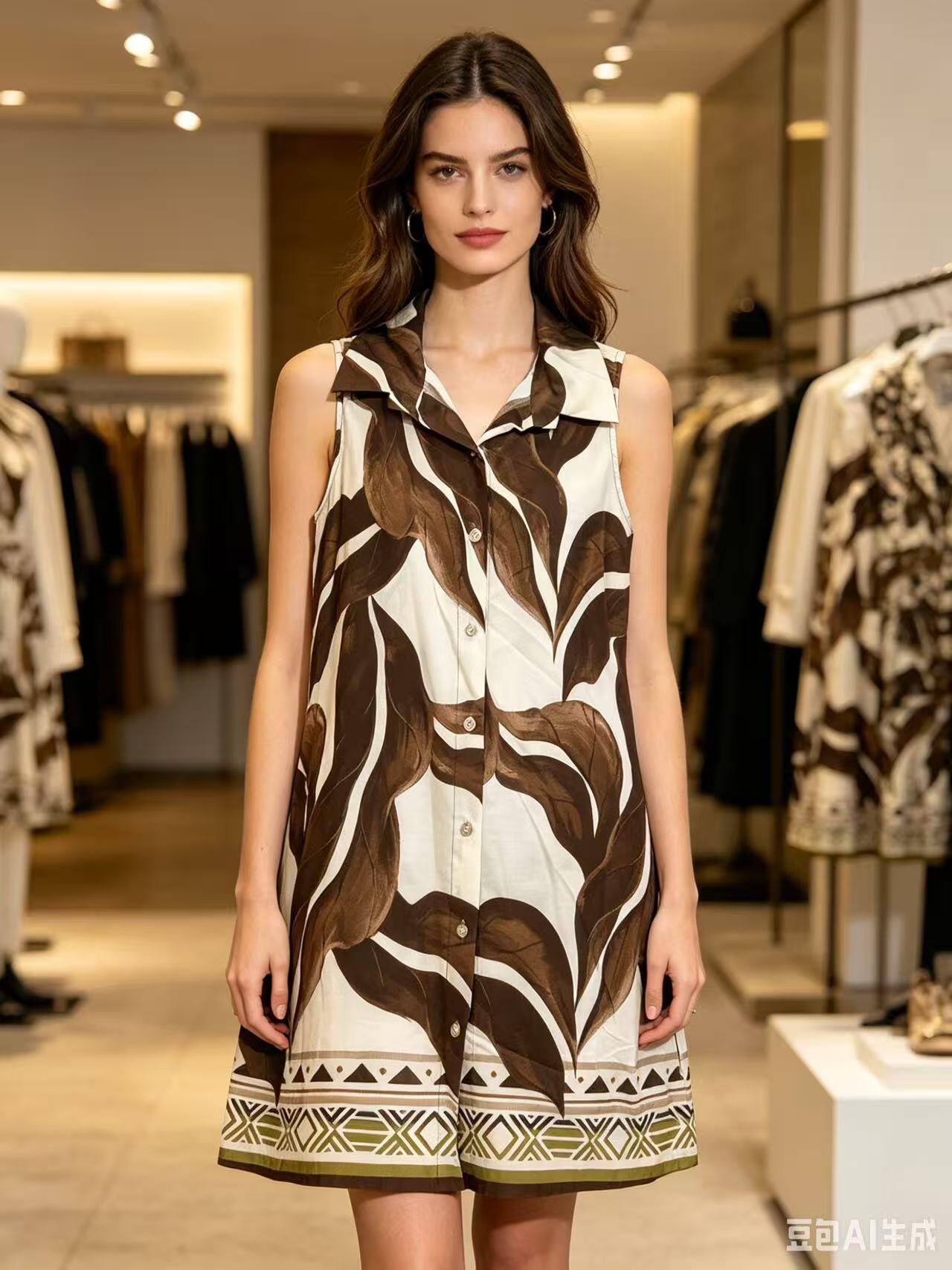 Wholesaler OZ - PRINTED SHIRT DRESS IN PURE COTTON