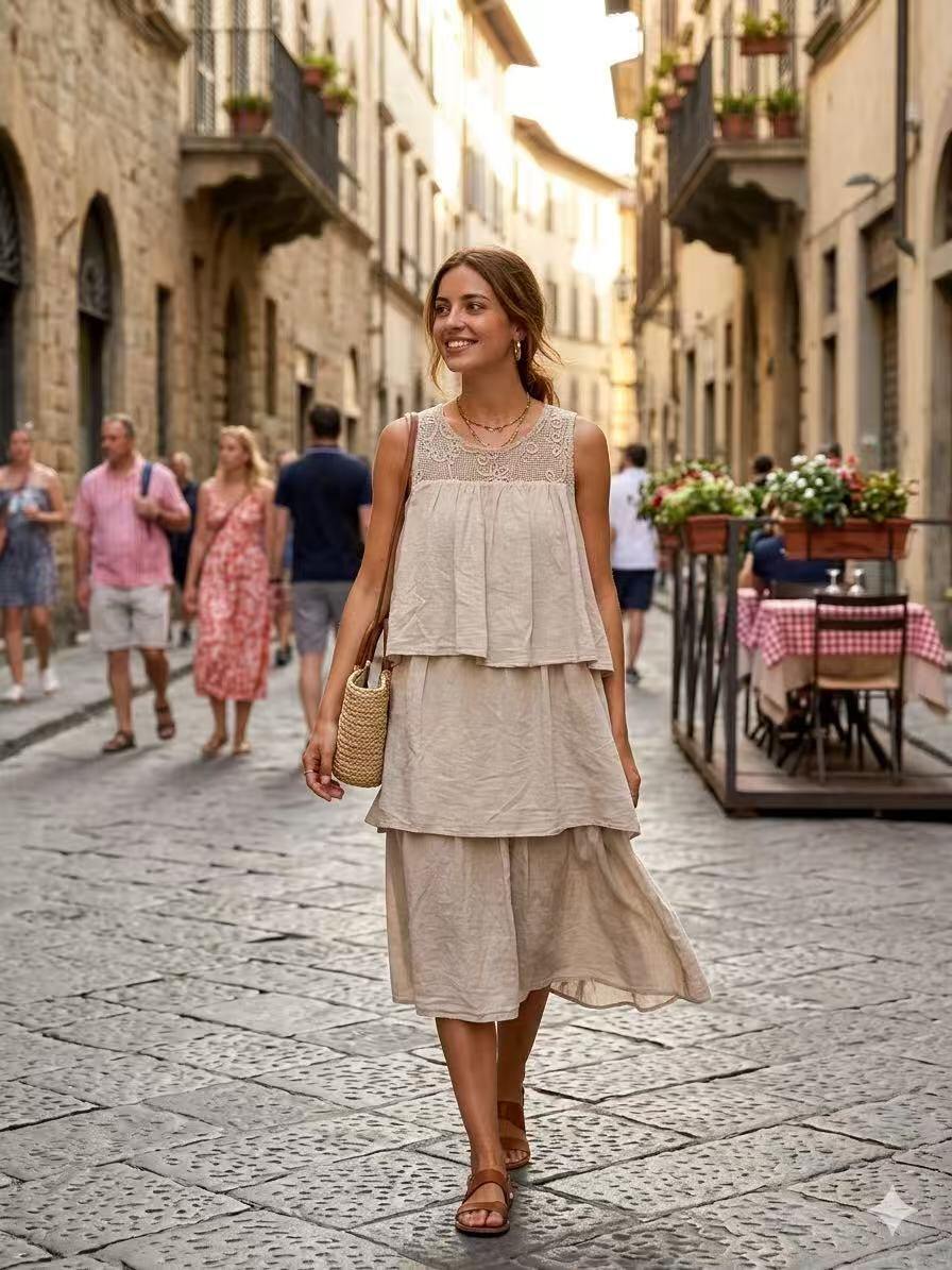 Wholesaler OZ - CAKE-SHAPED DRESS IN PURE COTTON