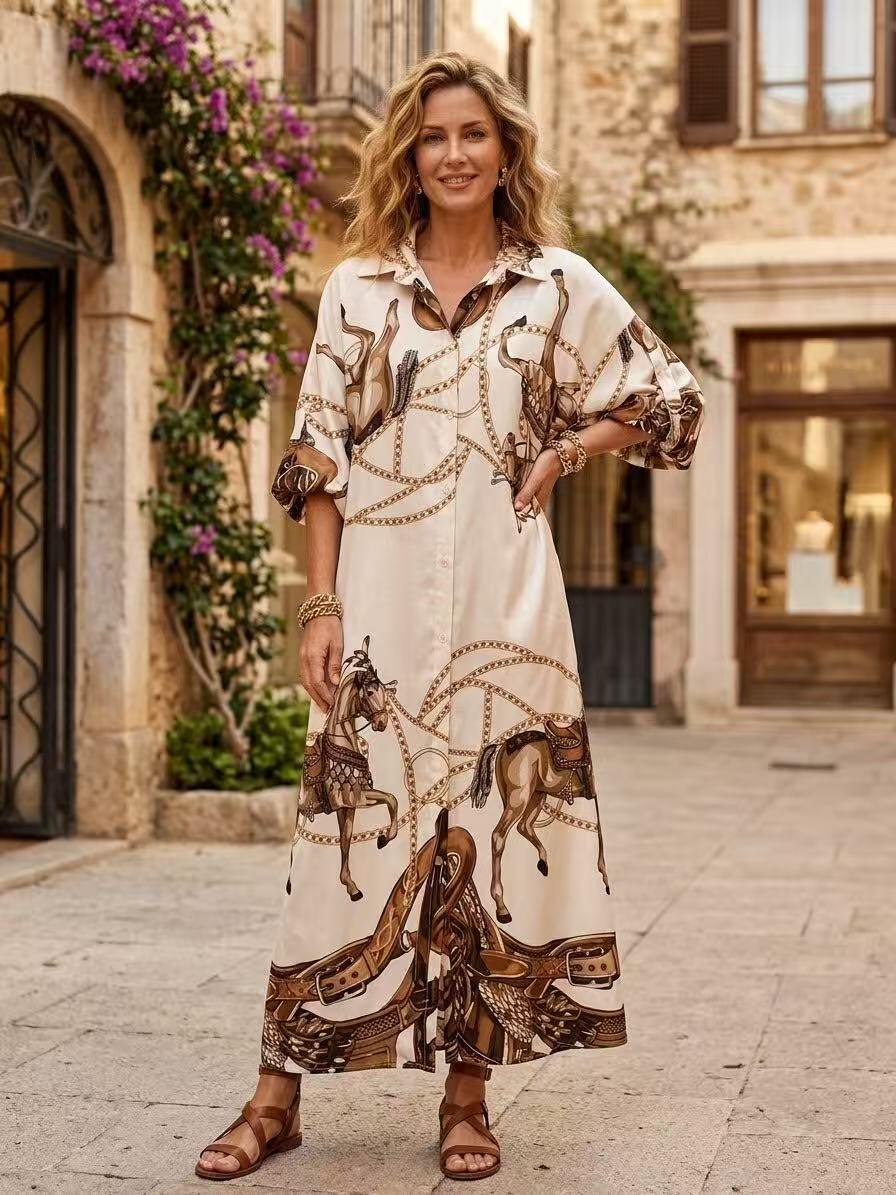 Grossiste OZ - ROBE CHEMISE IMPRIMÉE EN SATIN