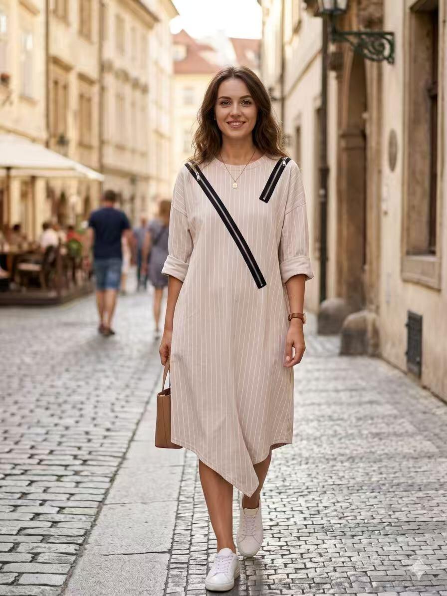 Grossista OZ - VESTITO A RIGHE IN PUNTO ROMA