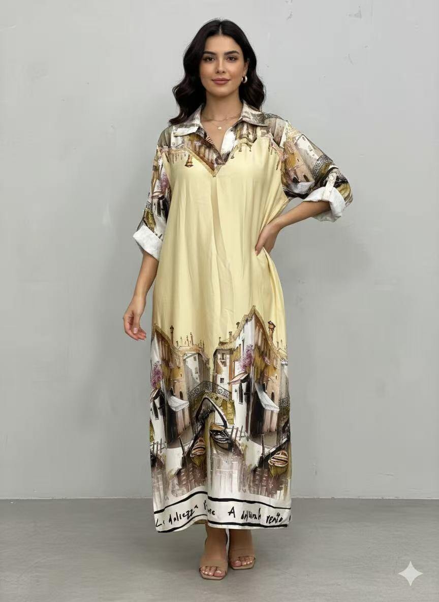 Mayorista OZ - VESTIDO ESTAMPADO DE SATÉN