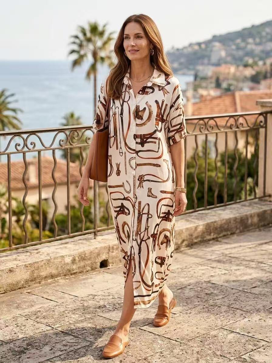 Grossiste OZ - ROBE CHEMISE IMPRIMÉE EN SATIN