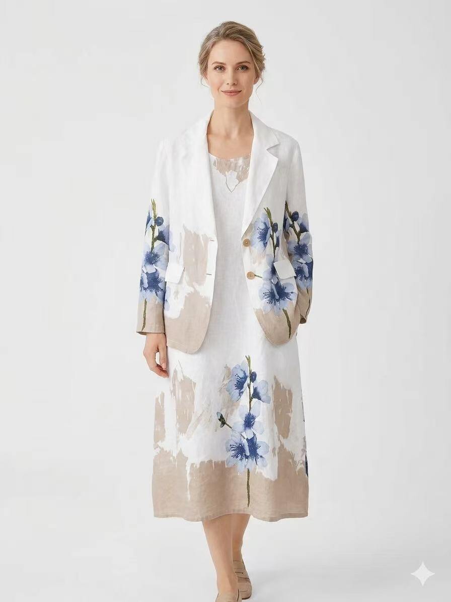 Wholesaler OZ - PRINTED LINEN BLAZER JACKET
