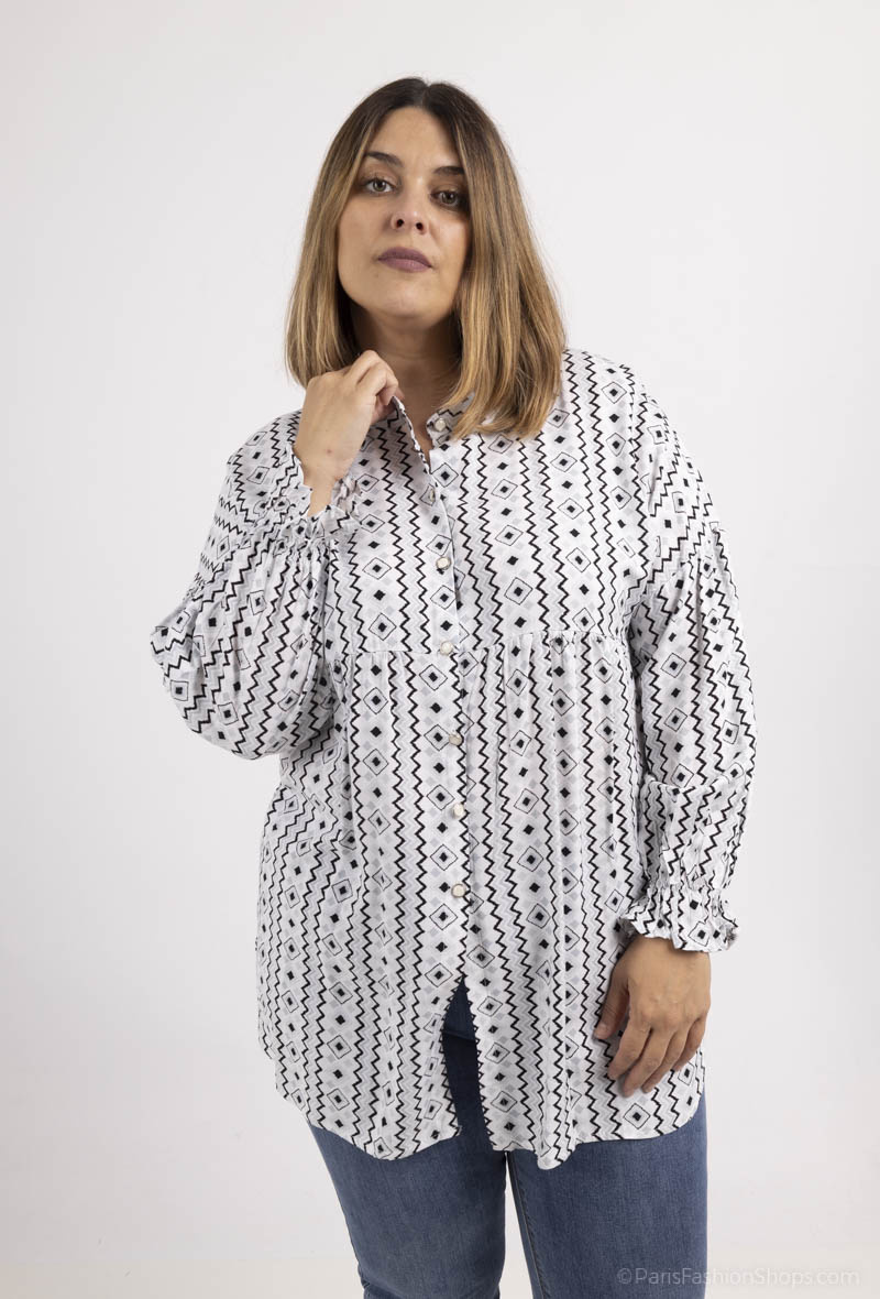 Grossiste PANEIGE PARIS - Chemise imprimée - Grande Taille