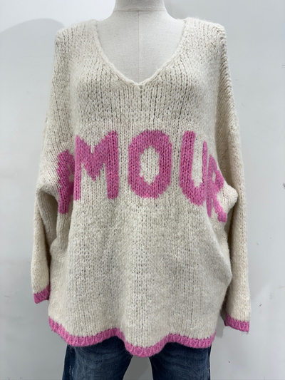 Grossiste PANEIGE PARIS - Pull Amour à manche longues Grossiste PANEIGE PARIS - Pull Amour à manche longues