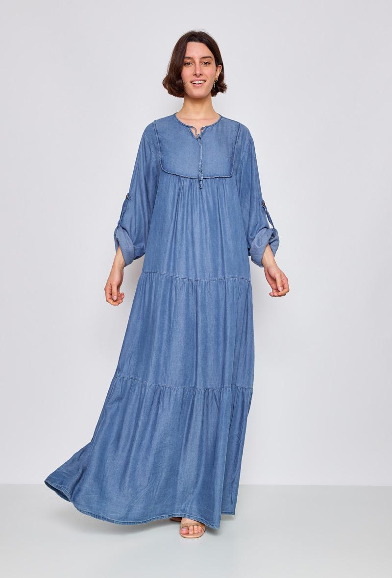 Wholesaler PANEIGE PARIS - Long denim dress - Plus Size