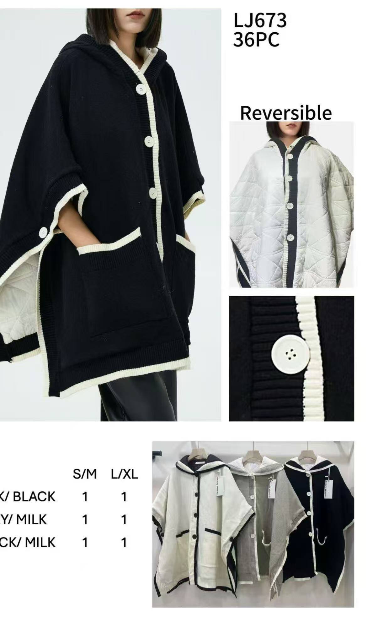 Grossista Papareil - MANTELLE E PONCHO REVERSIBILI IN MATERIALE IMBOTTITO E MAGLIA