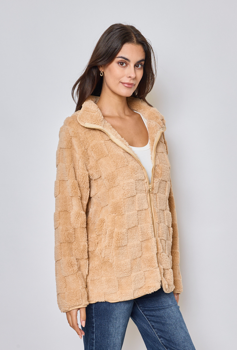 Wholesaler Paris et Moi - Plain check jacket, zipper and pockets