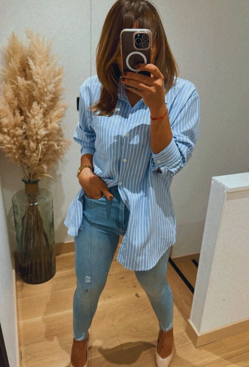 Grossiste Paris et Moi - Chemise oversize coupe dad à rayures