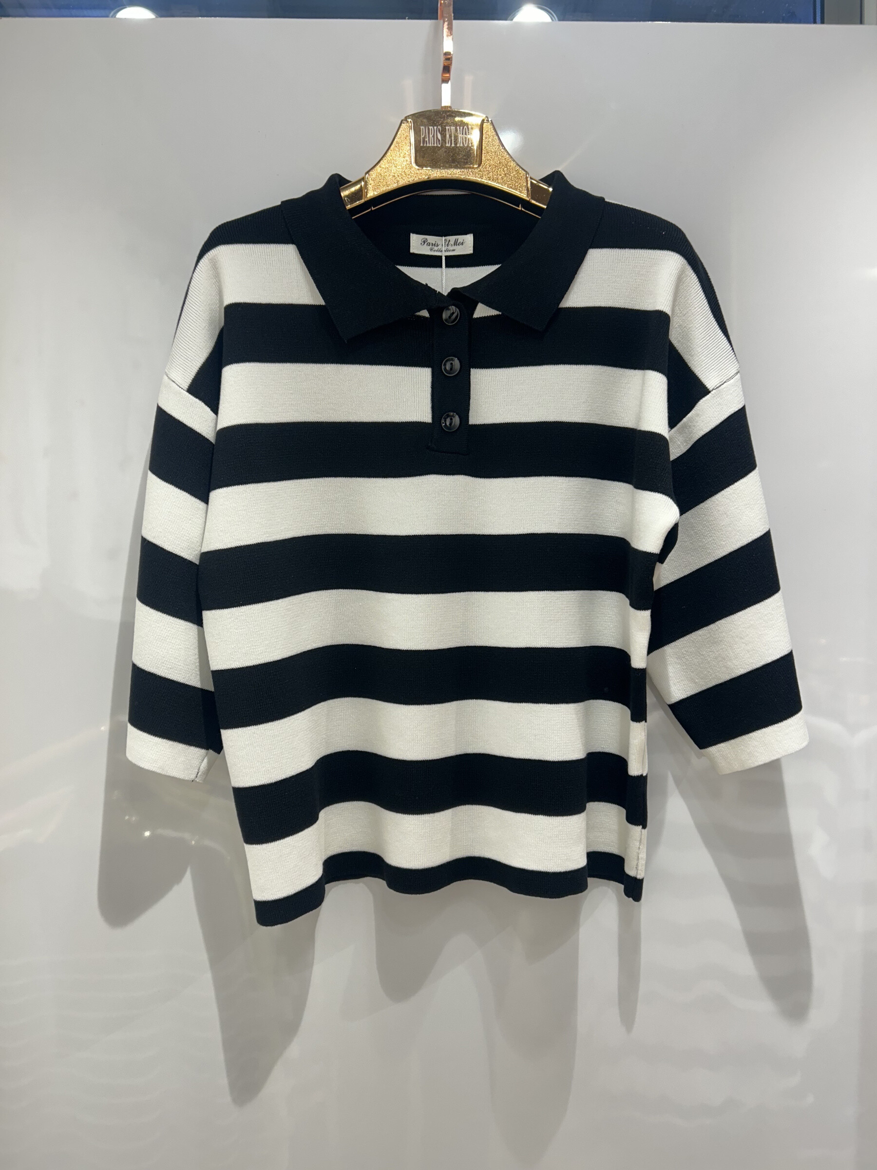 Grossiste Paris et Moi - Polo marin demi manches à boutons uni