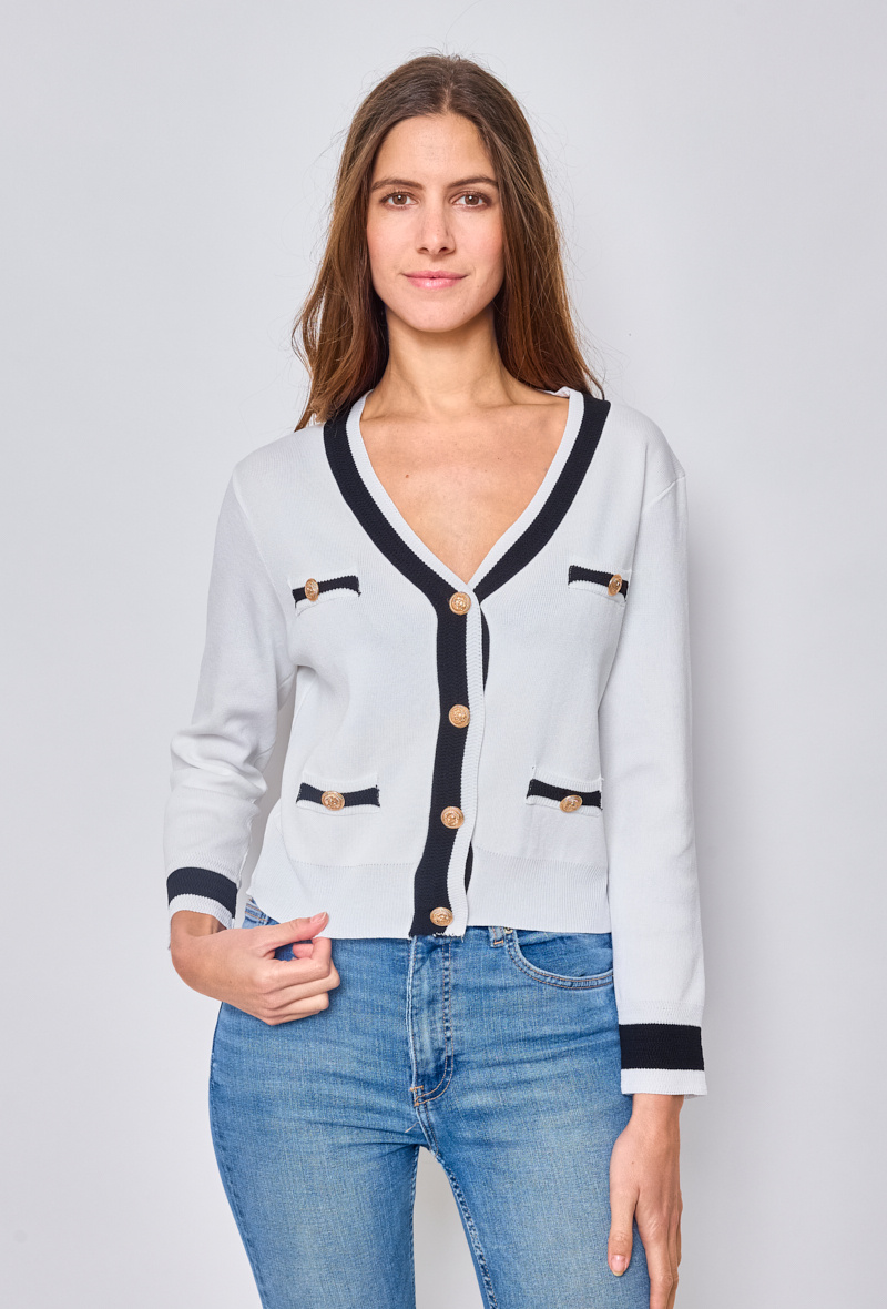Grossiste Paris et Moi - Gilet cropé à boutons dorés ref 8855