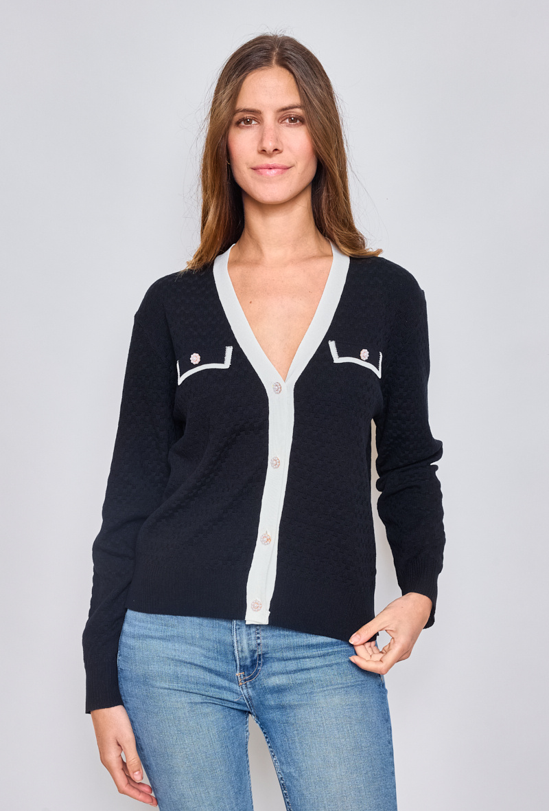 Grossiste Paris et Moi - Gilet bicolore élégant à boutons
