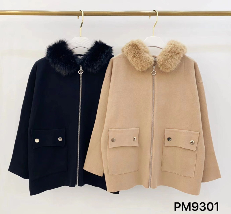 Grossiste Paris et Moi - Manteau à fourrure uni zippé