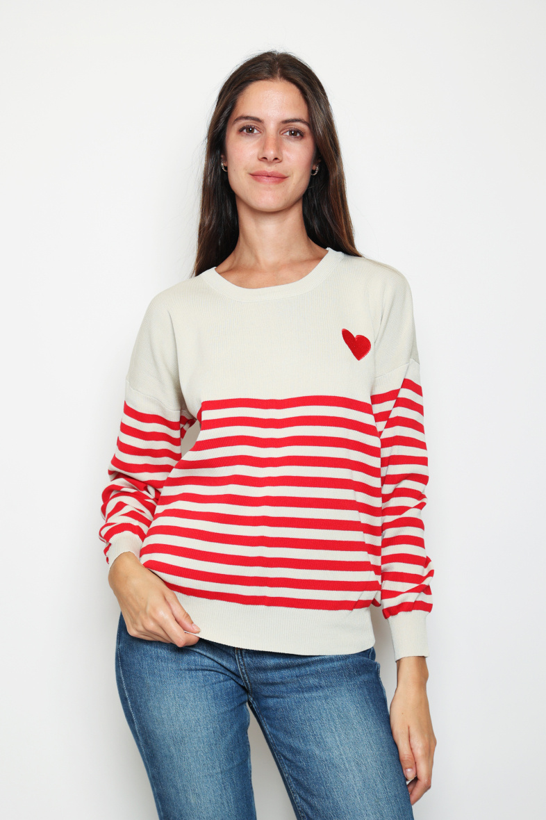 Grossiste Paris et Moi - Pullover marinière à cœur classique.