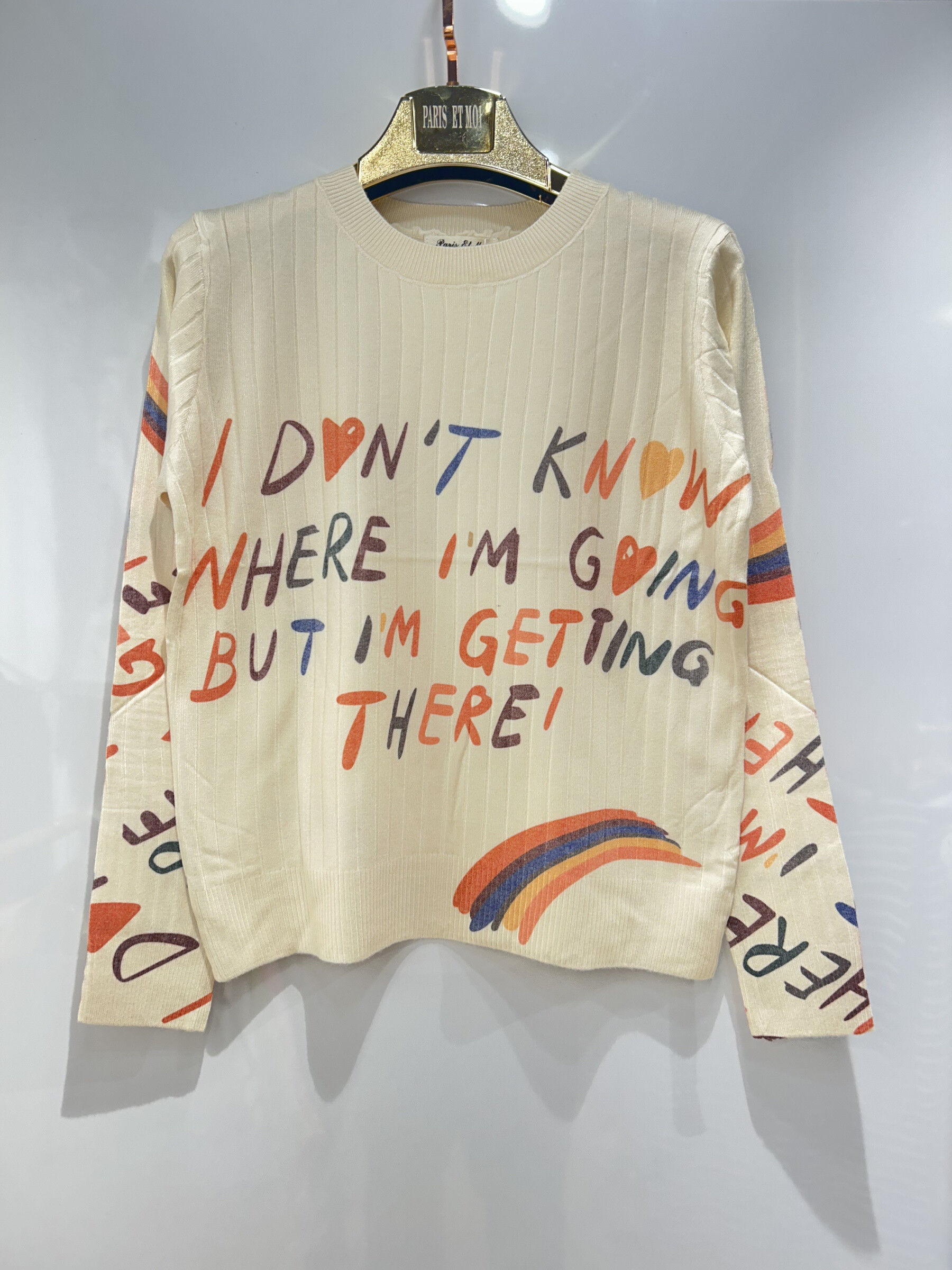 Grossiste Paris et Moi - Pullover fin à écritures colorées