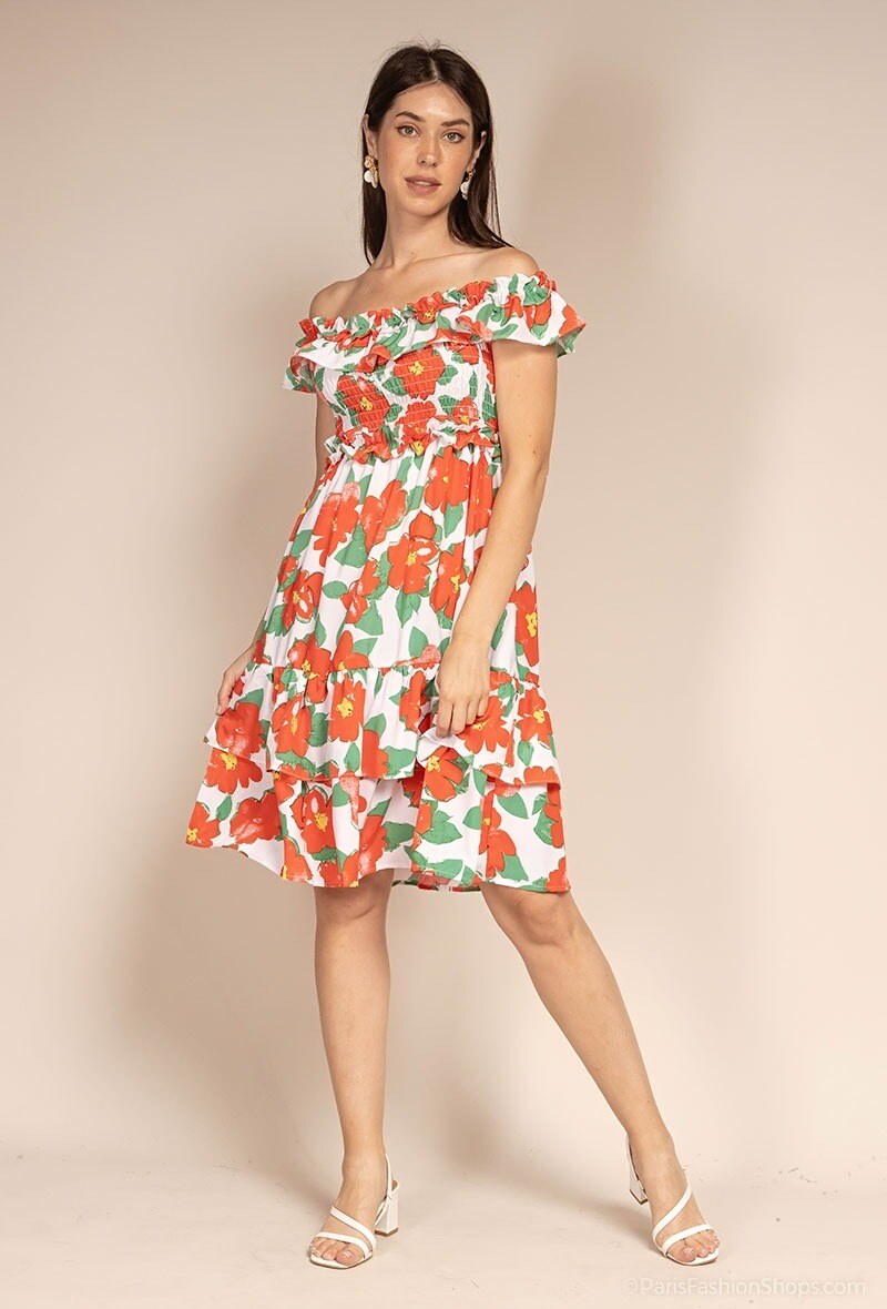 Grossiste Paris et Moi - Robe à imprimé fleurs à volants