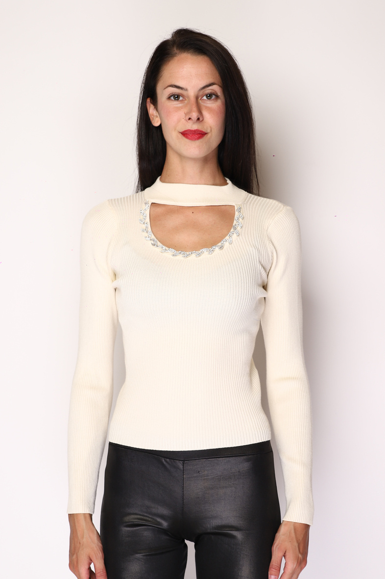 Wholesaler Paris et Moi - Sequin Ribbed Crew Neck Top