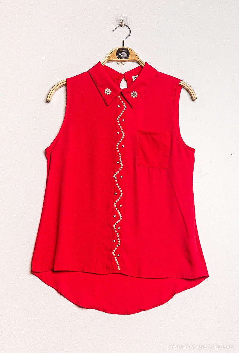 Grossiste Paris et Moi - Tunique à col chemise et perles