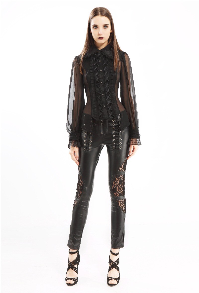 Grossiste Pentagramme - Chemise en dentelle noir style gothique
