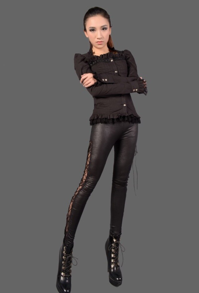 Großhändler Pentagramme - Gotische Stickerei Leggings