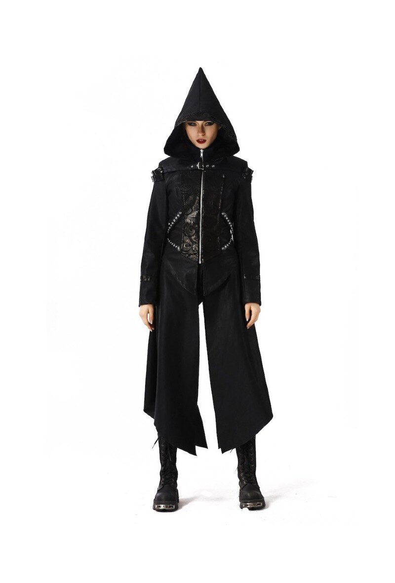 Grossiste Pentagramme - MANTEAU LONG SIMILICUIR GOTHIQUE