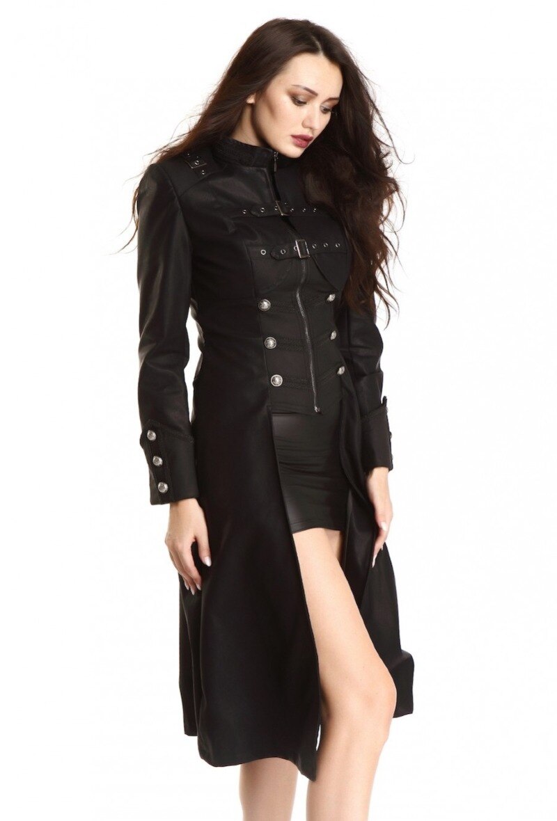 Großhändler Pentagramme - DAMEN LEDER STEAMPUNK GOTHIK MANTEL