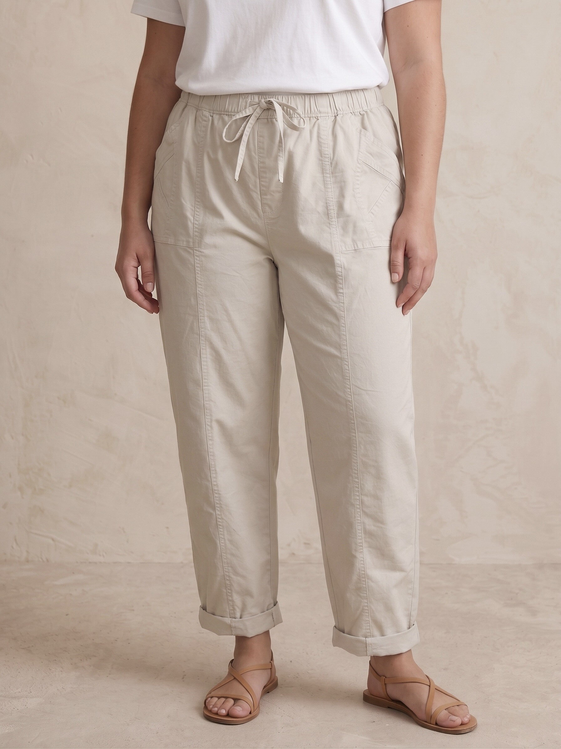 Grossista Pépouz' Paris Curve - TAGLIA GRANDE Pantaloni a gamba dritta con vita elastica in cotone