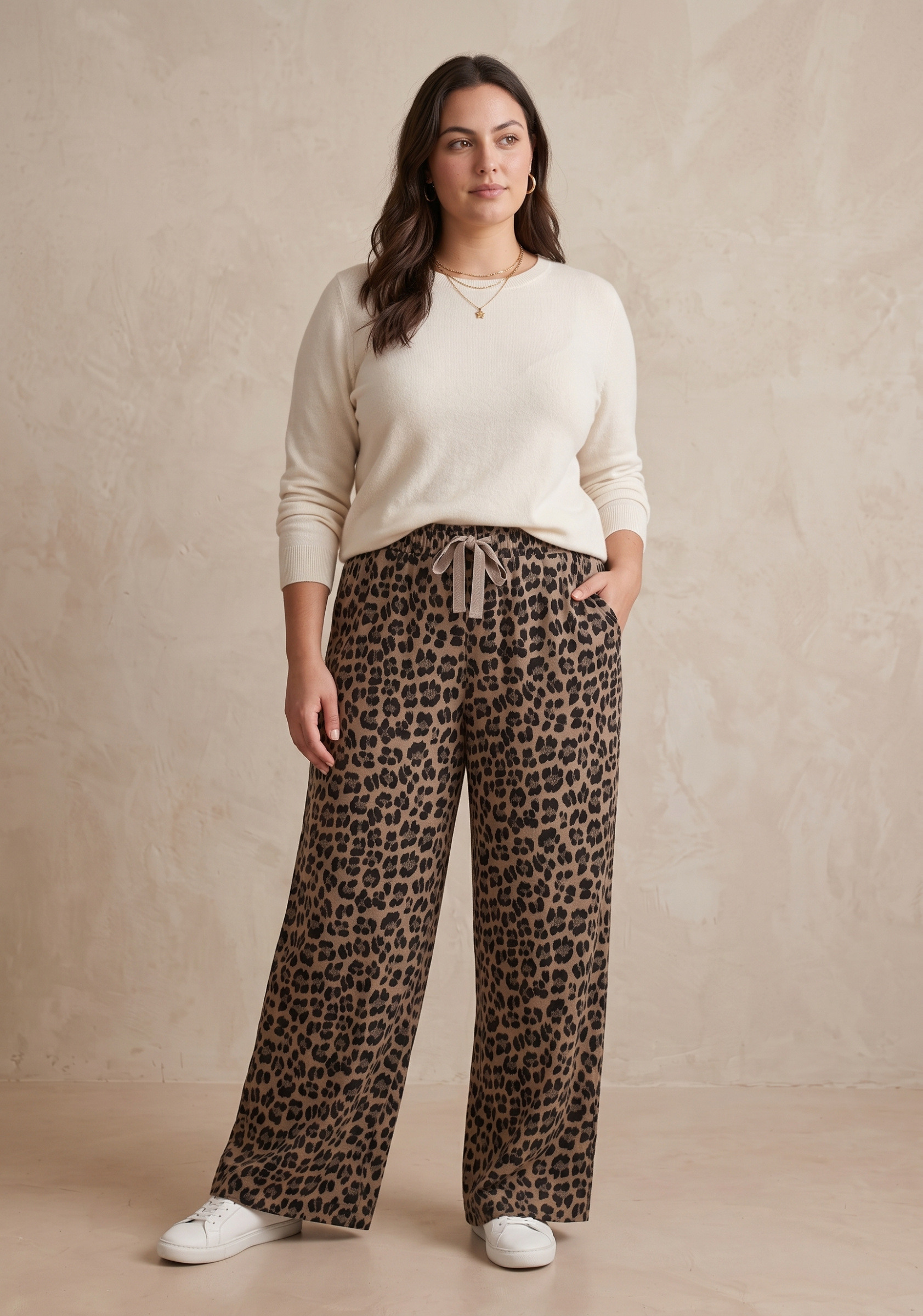 Grossista Pépouz' Paris Curve - Pantaloni ampi taglia grande con stampa leopardata e vita elasticizzata