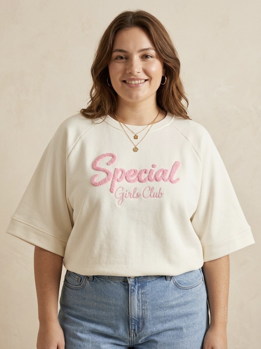 Grossista Pépouz' Paris Curve - TAGLIA GRANDE Felpa oversize in cotone con collo rotondo e maniche corte