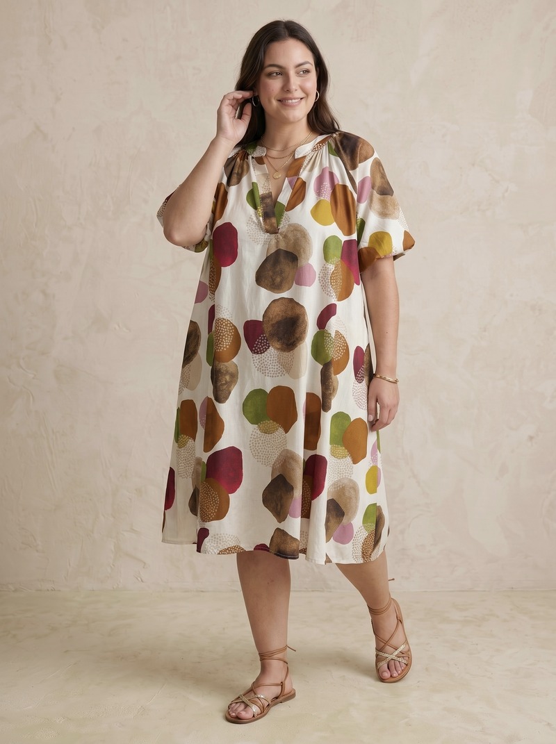 plus size loose cotton dresses Plus Size Cotton Linen Midi Dress