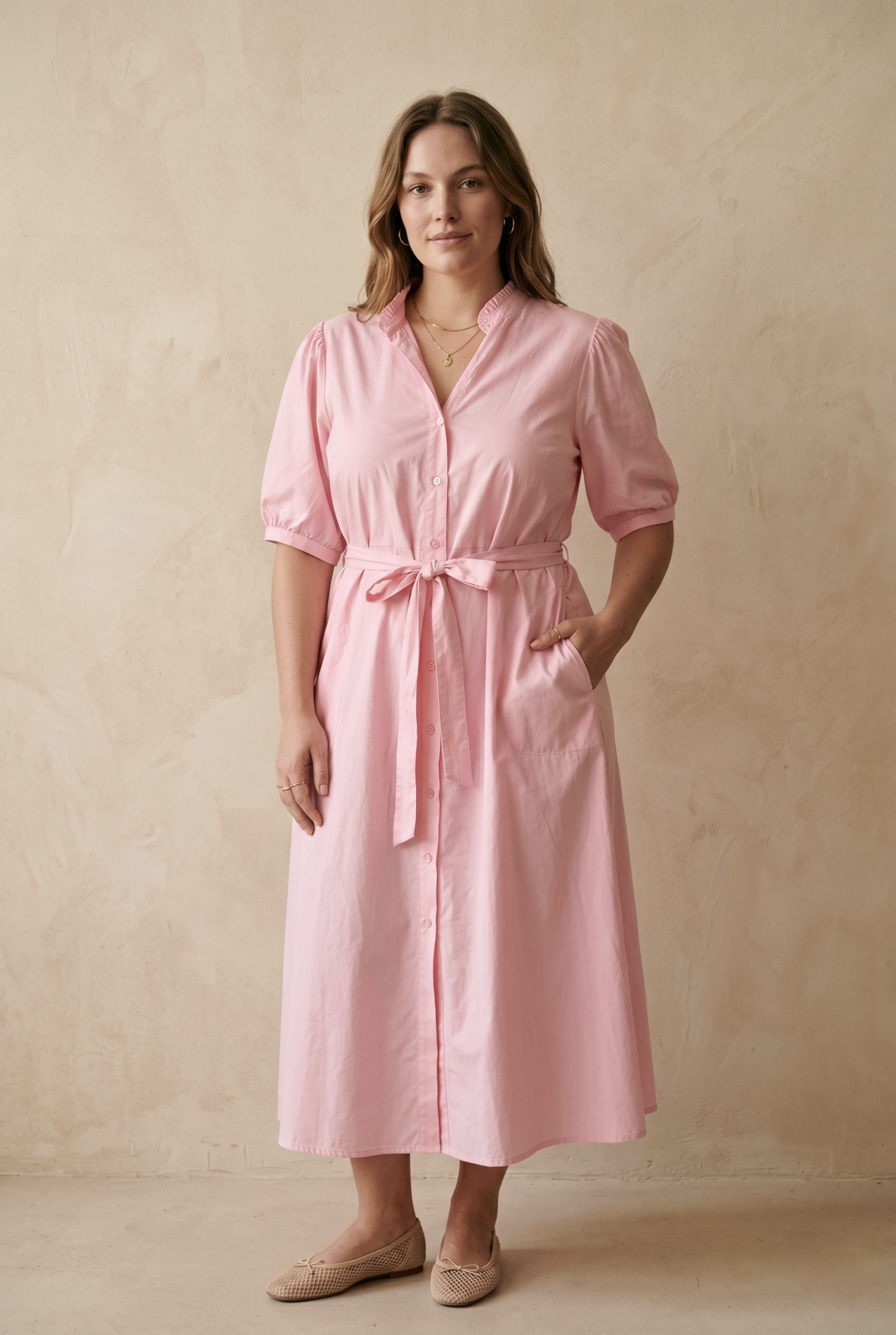 Wholesaler Pépouz' Paris Curve - PLUS SIZE Mid-length cotton shirt dress