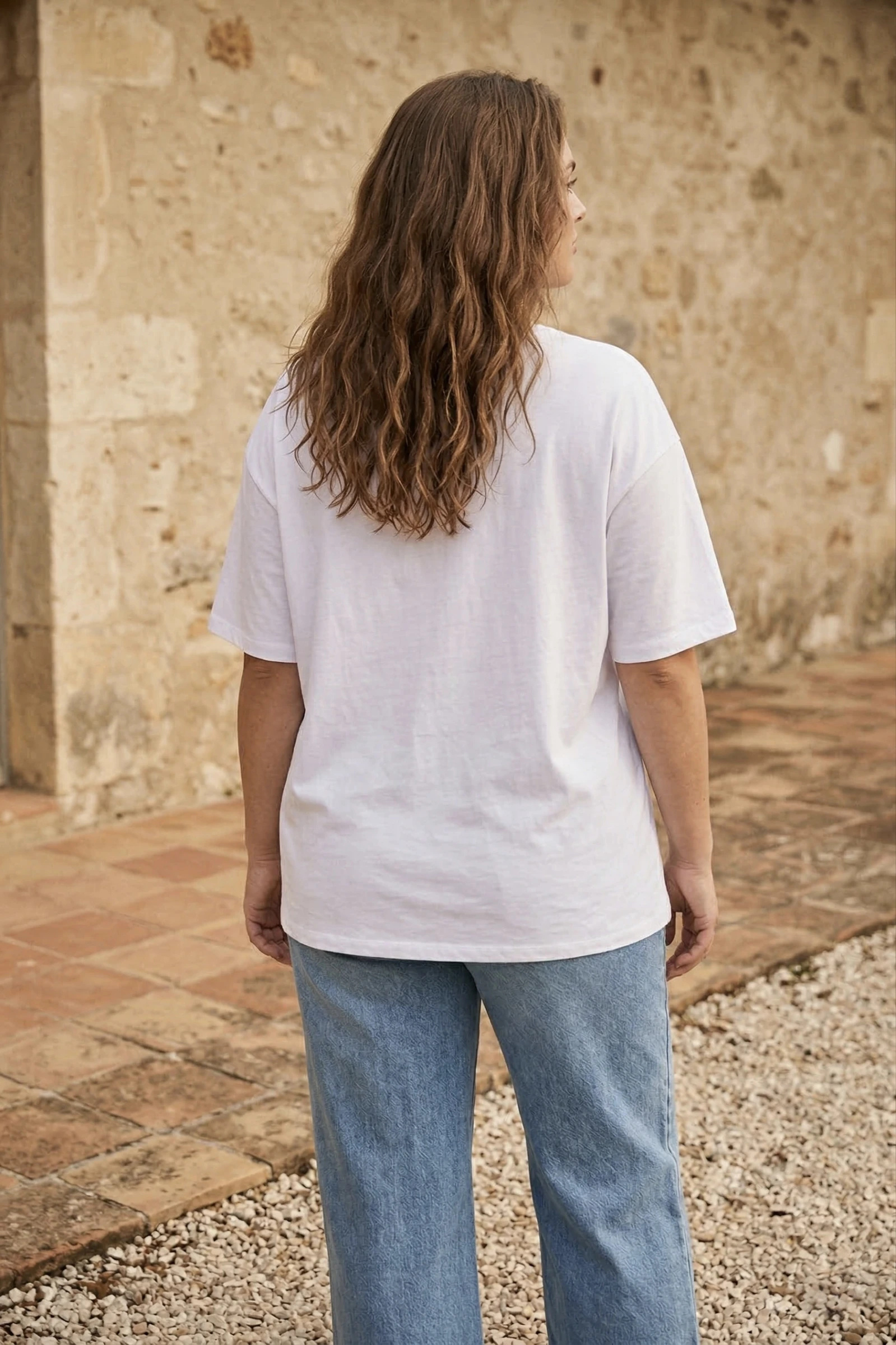 Mayorista Pépouz' Paris Curve - Camiseta de talla grande oversize con cuello en V, manga corta y estampado de algodón