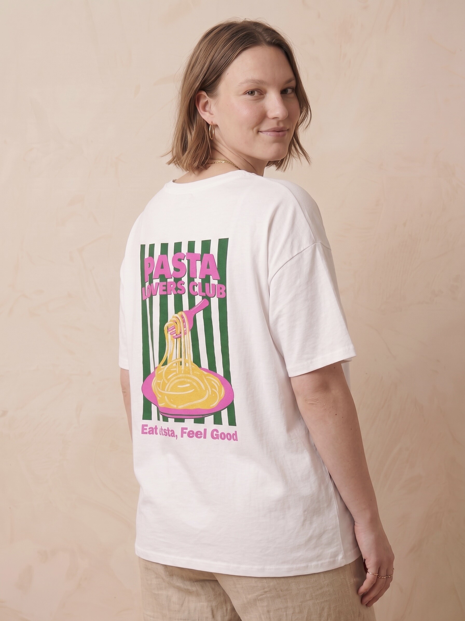 Großhändler Pépouz' Paris Curve - Übergröße bedrucktes Oversize-T-Shirt mit V-Ausschnitt und kurzen Ärmeln