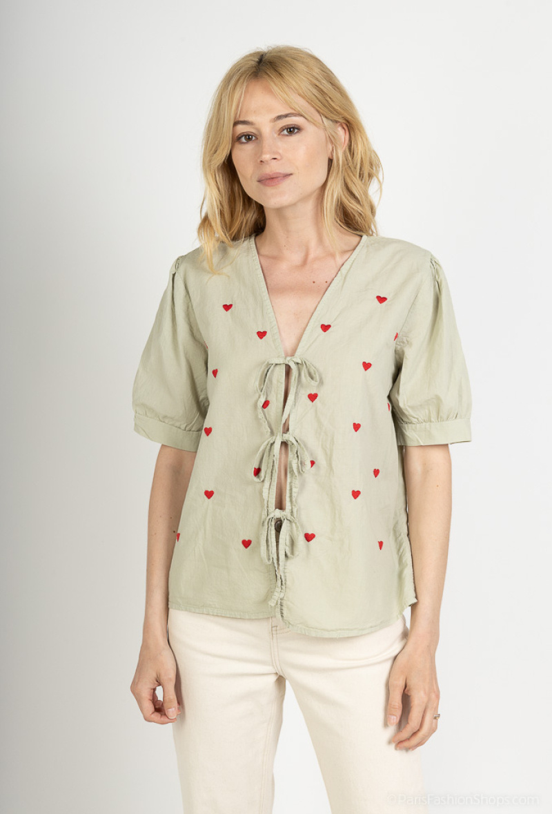 Wholesaler Pépouz' Paris - Heart embroidery knot blouse