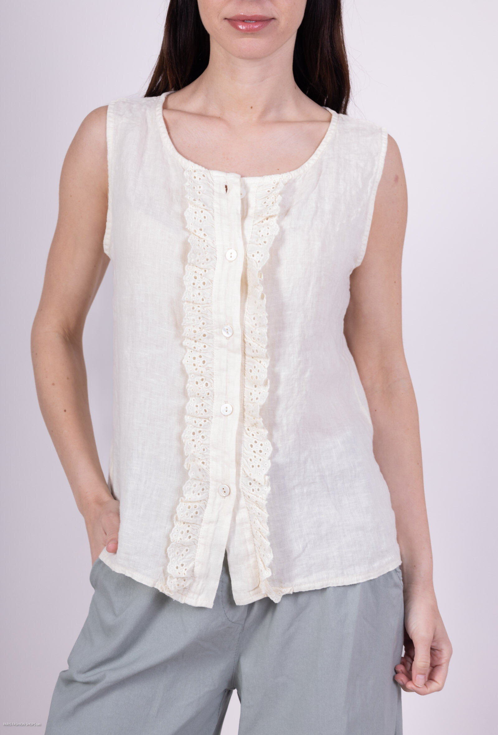 Wholesaler Pépouz' Paris - 100% linen sleeveless blouse