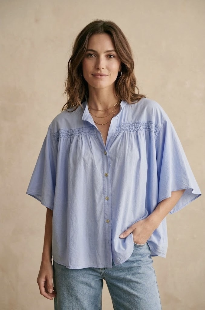 Großhändler Pépouz' Paris - Fließende Bluse mit Schmetterlingsärmeln und tunesischem Kragen