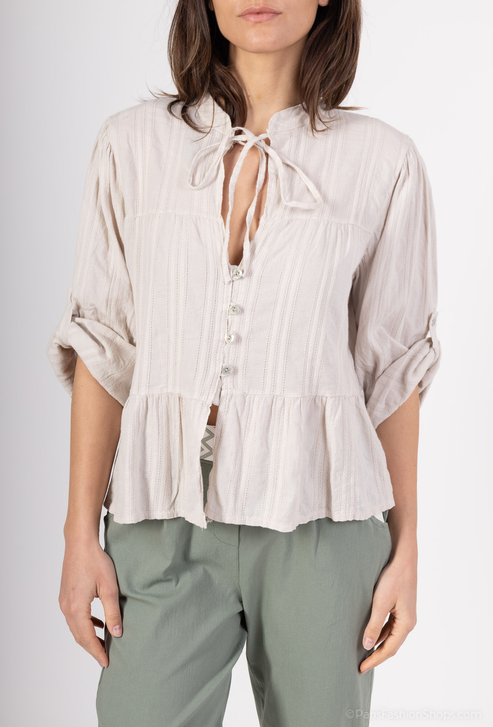 Grossiste Pépouz' Paris - Blouse 100% coton broderie manches 3/4