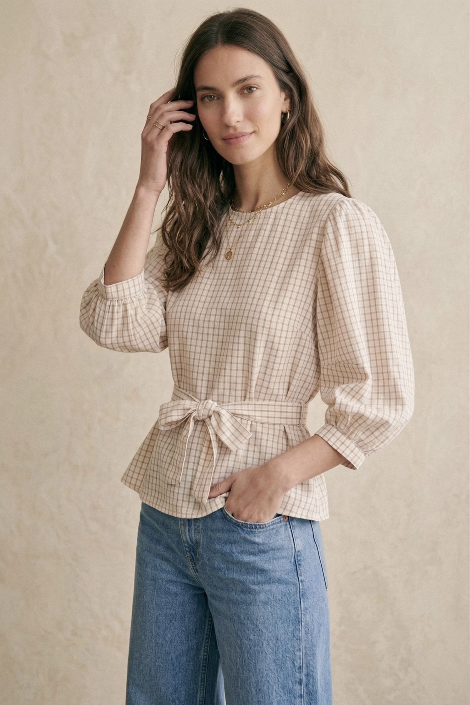 Grossiste Pépouz' Paris - Blouse fluide manches bouffantes et ceinture