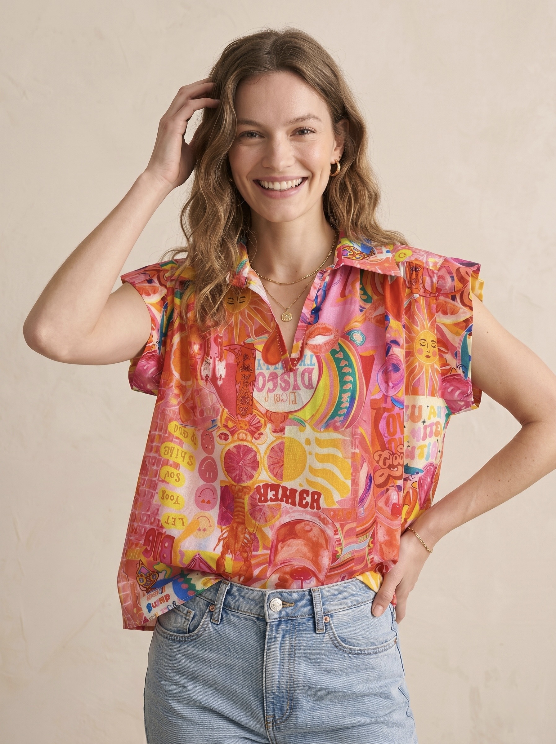 Grossista Pépouz' Paris - Blusa senza maniche in cotone stampato multicolore