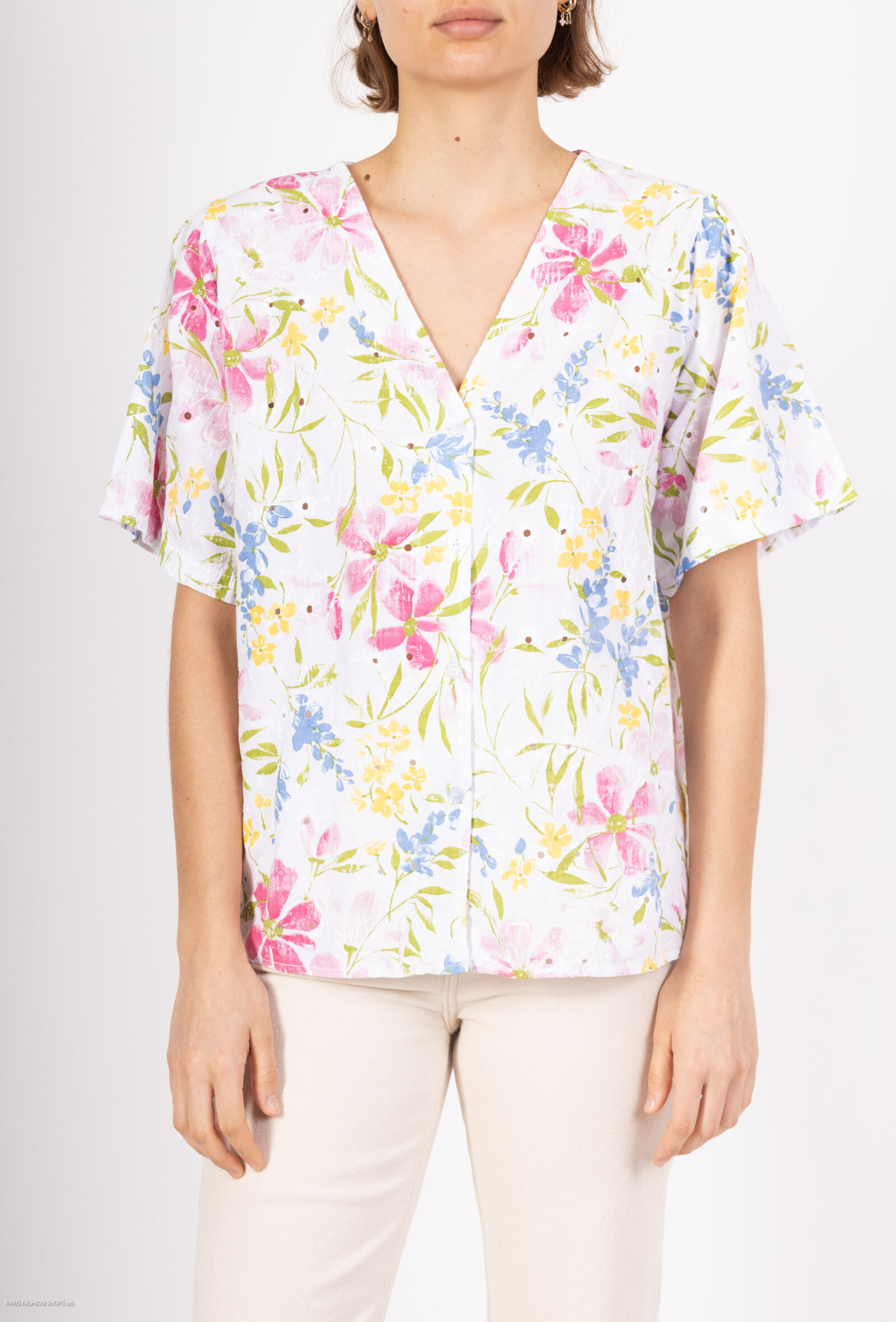Wholesaler Pépouz' Paris - Flower printed embroidery blouse