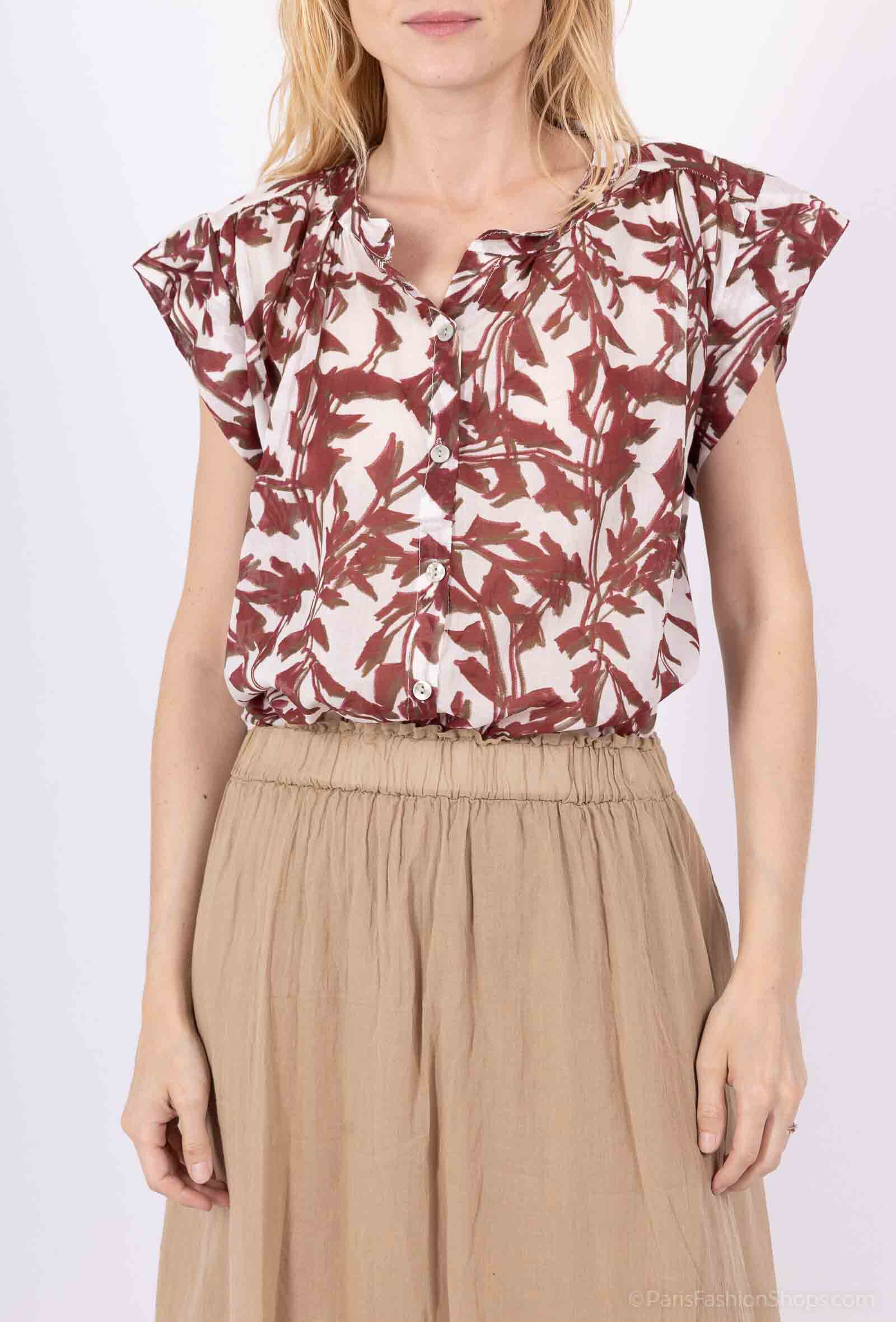 Wholesaler Pépouz' Paris - Leaf print blouse