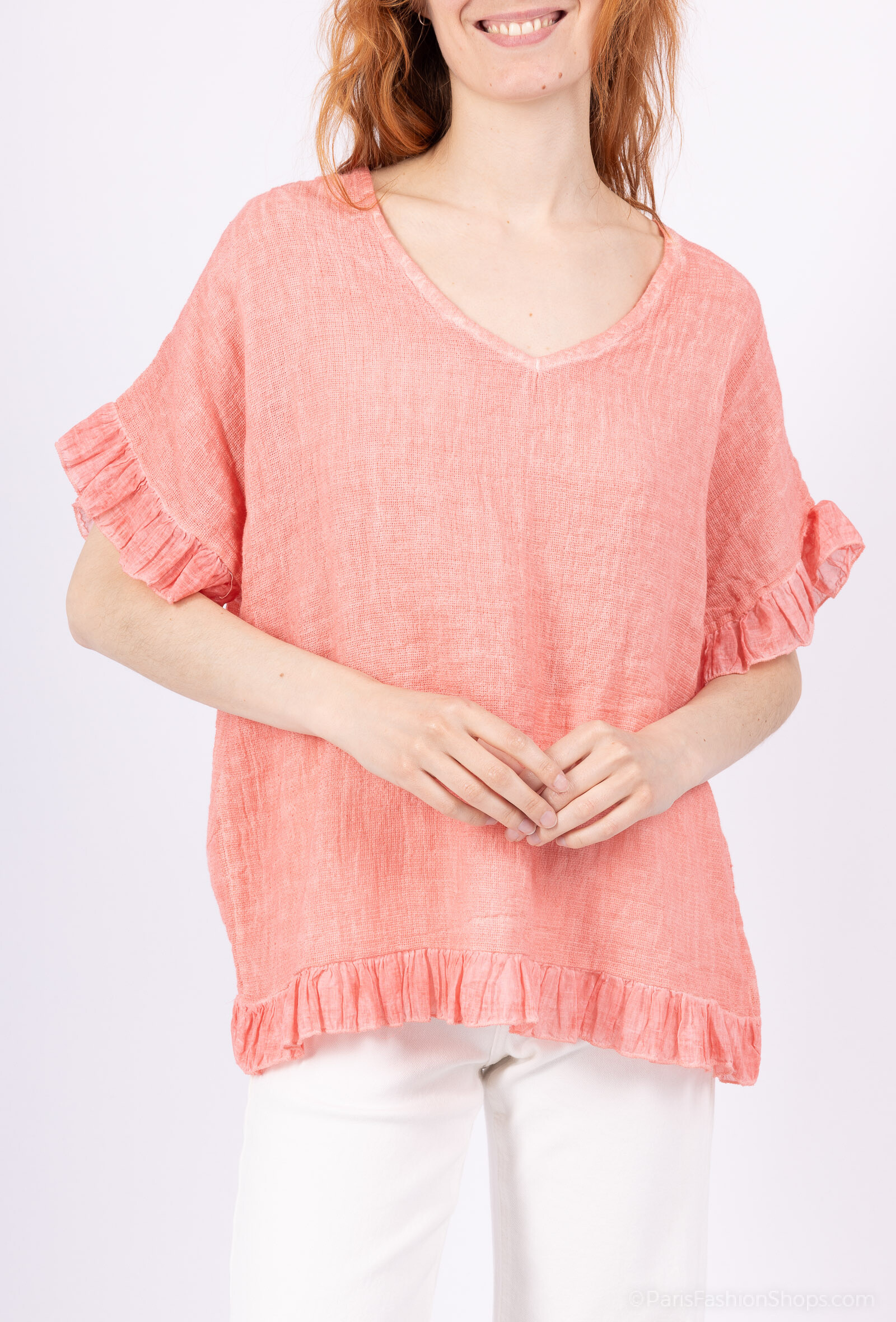 Wholesaler Pépouz' Paris - Large linen blouse and faded cotton