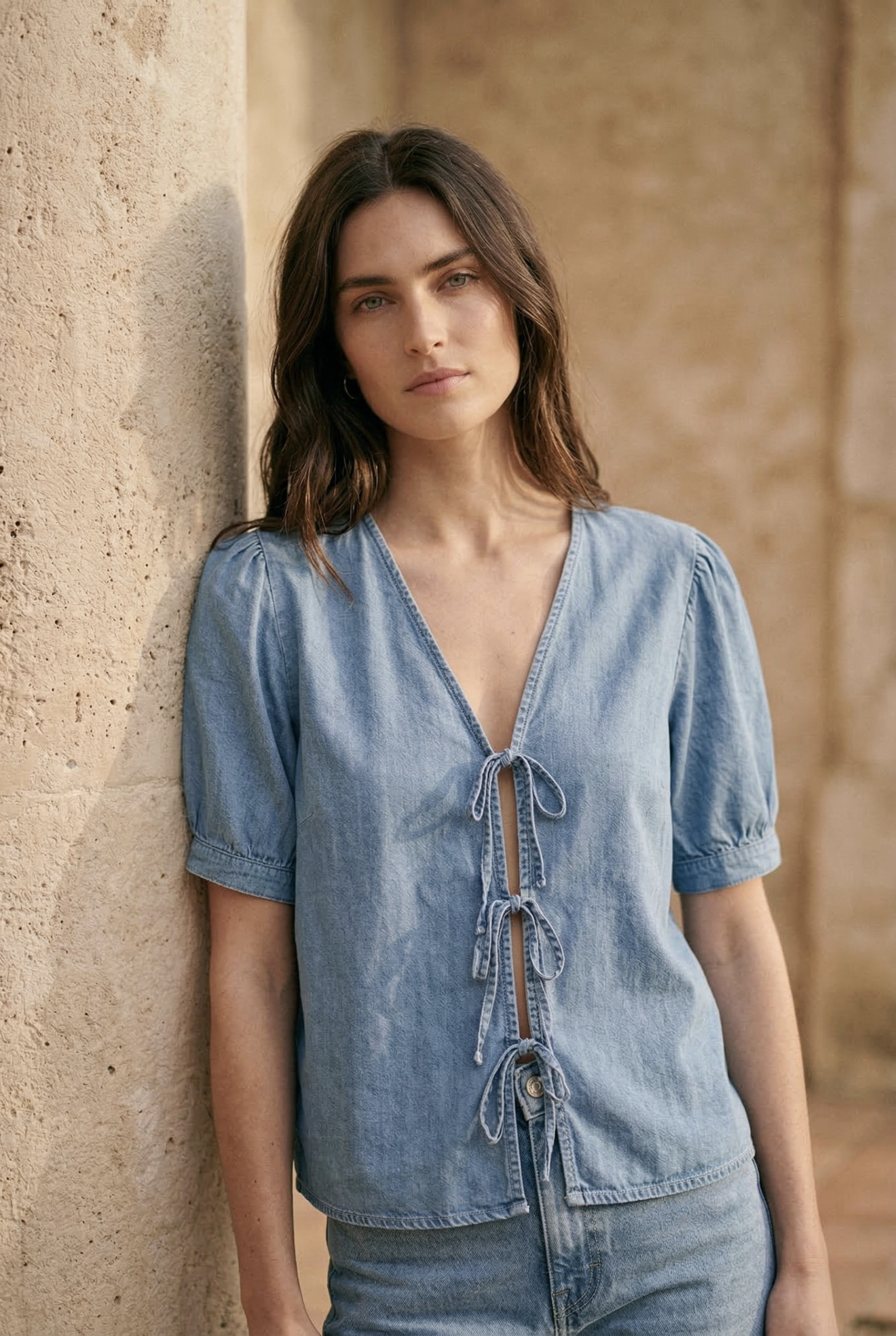 Grossiste Pépouz' Paris - Blouse jean à noeuds