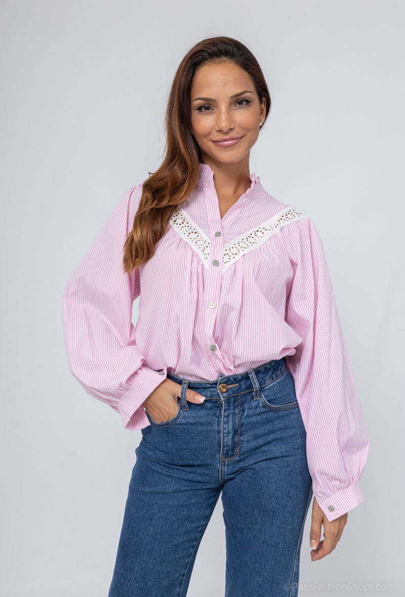 Wholesaler Pépouz' Paris - Oversized striped lace shirt