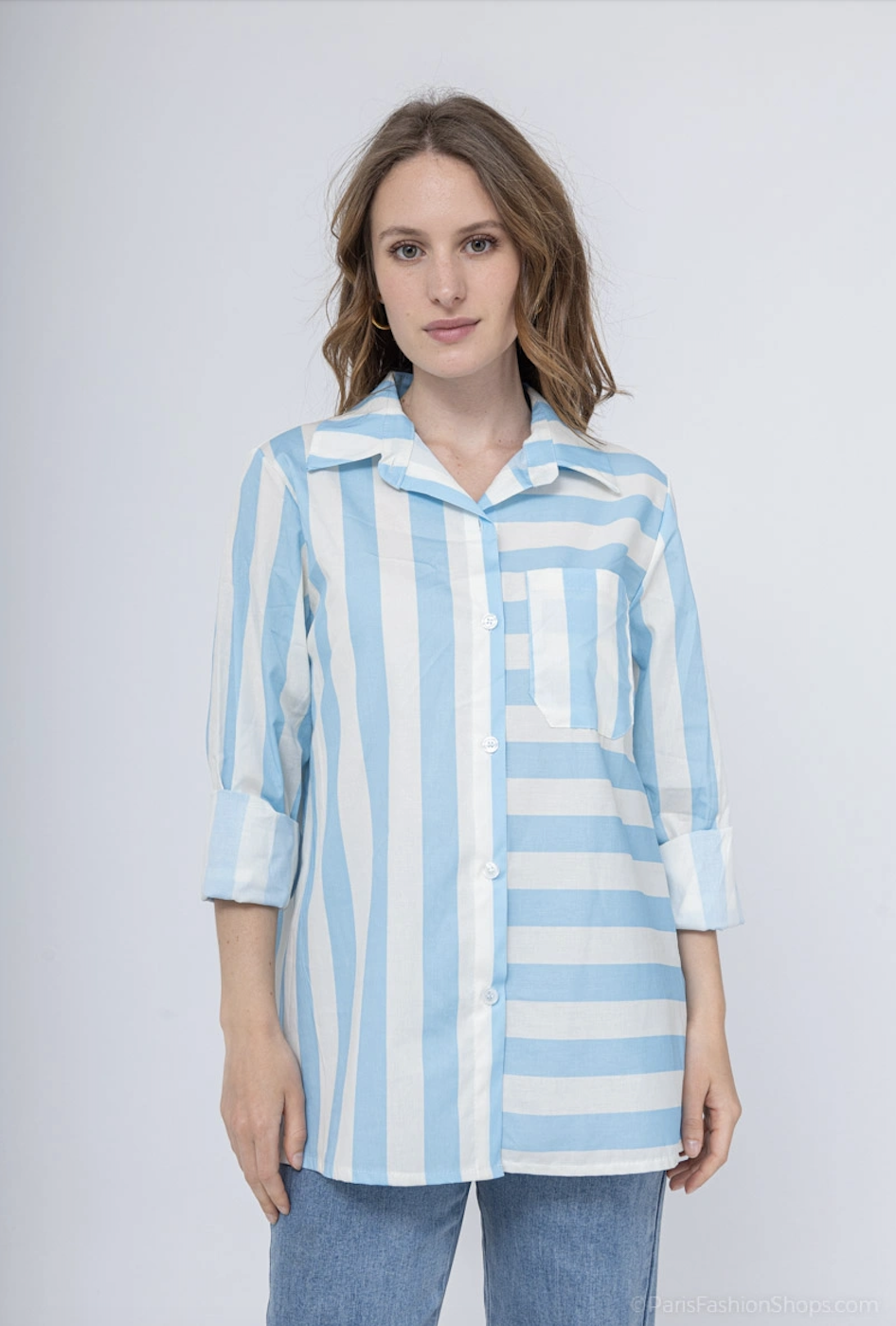 Grossiste Pépouz' Paris - Chemise 97% coton rayure large